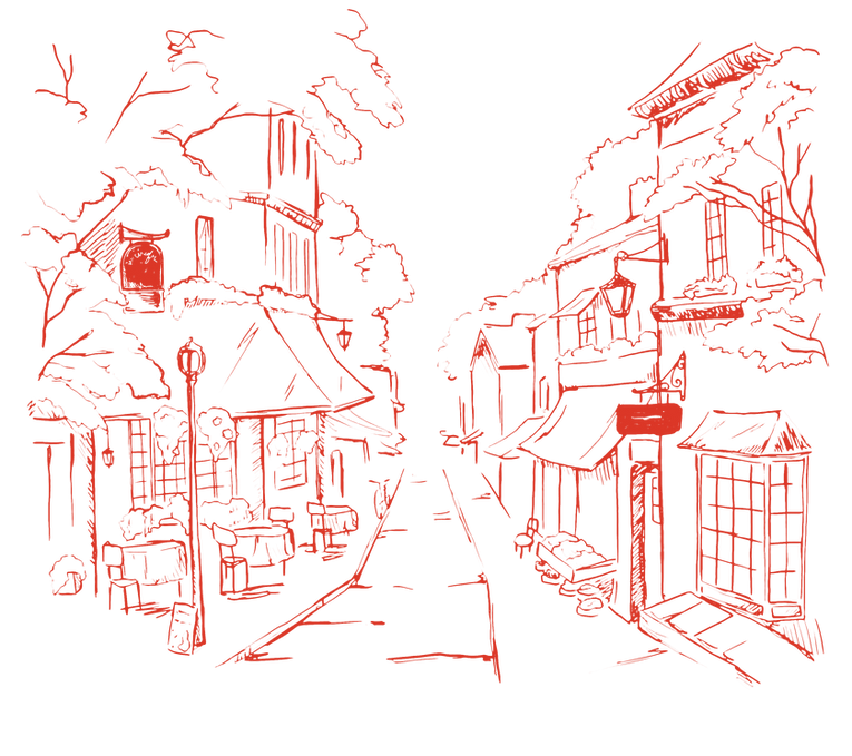 Handgezeichnete Darstellung von Neapel, einer malerischen Stadt der italienischen Leidenschaft und Küche.